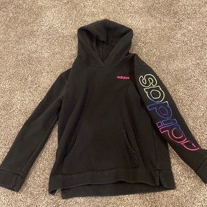 Adidas Black Hoodie With Rainbow Letters Down Sleve